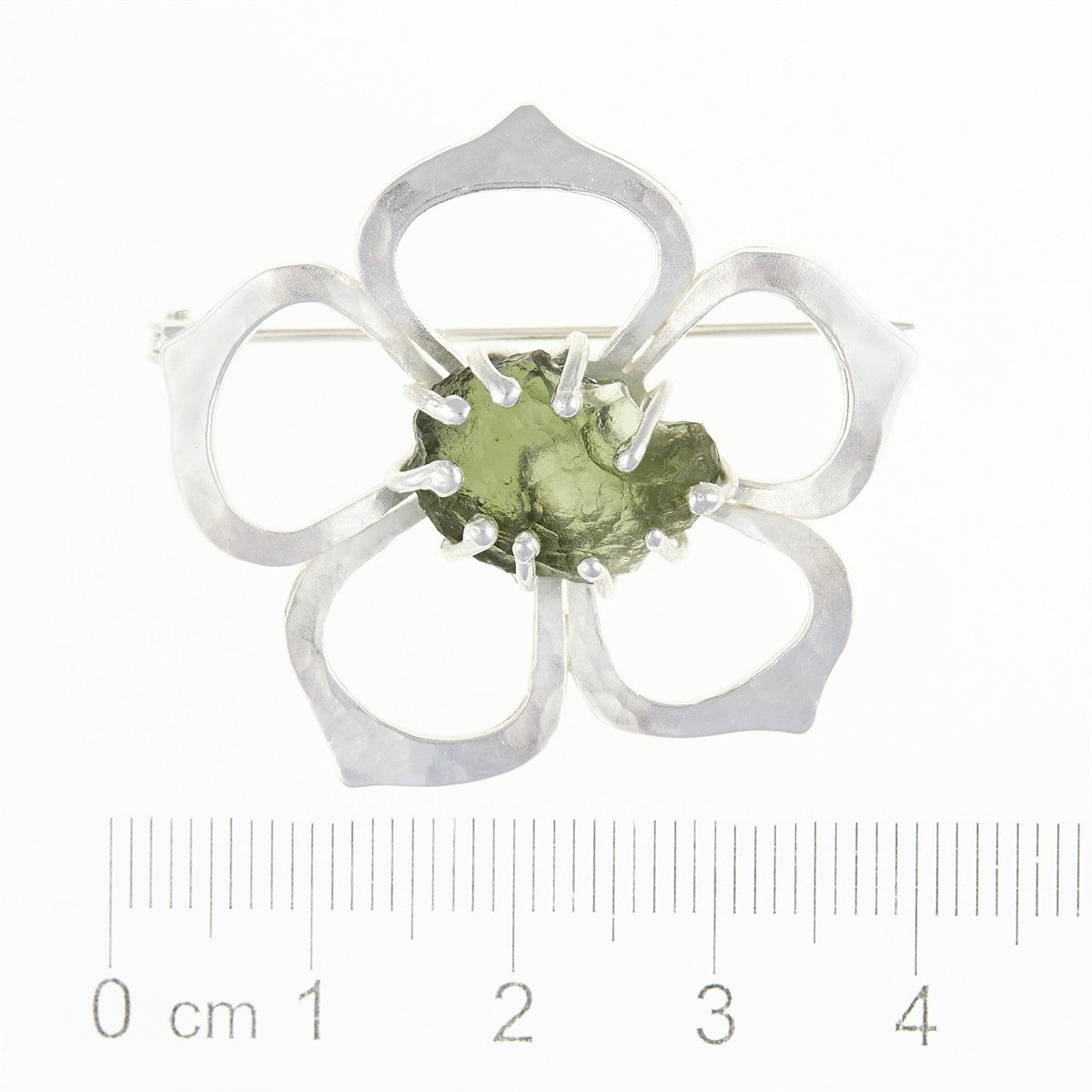 Silver brooch with natural moldavite - rose MKU12251