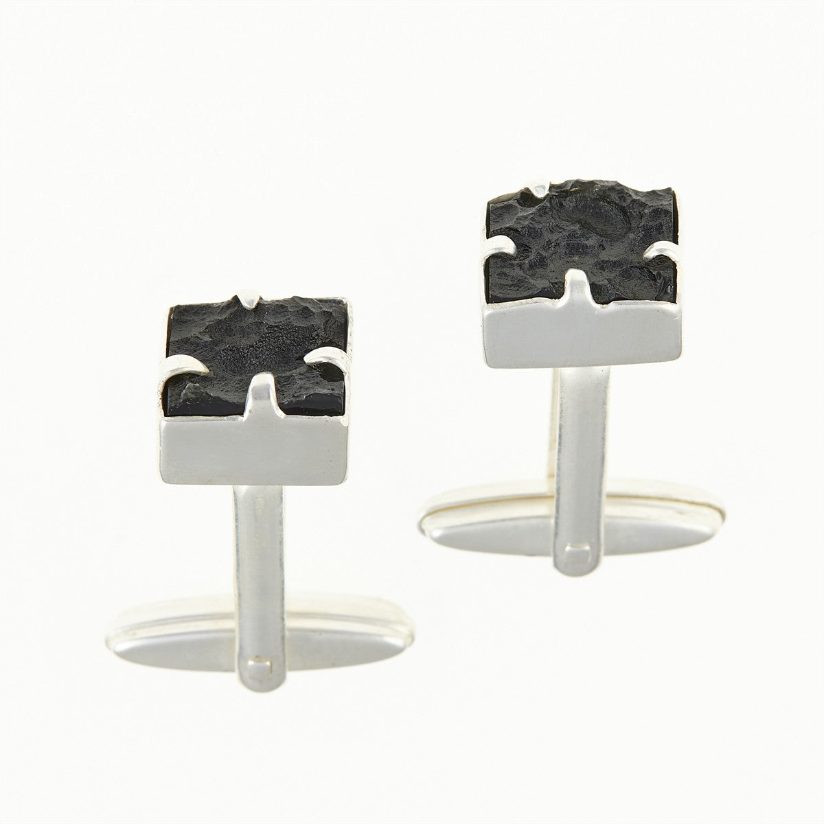 Silver cufflinks with natural moldavites MKU26-004