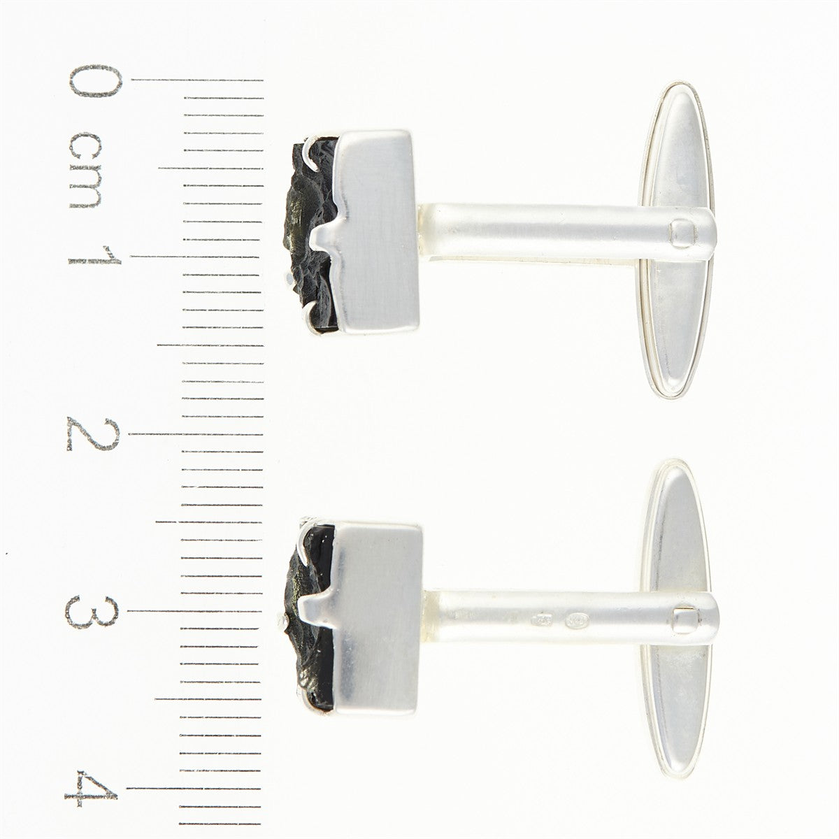 Silver cufflinks with natural moldavites MKU26-004