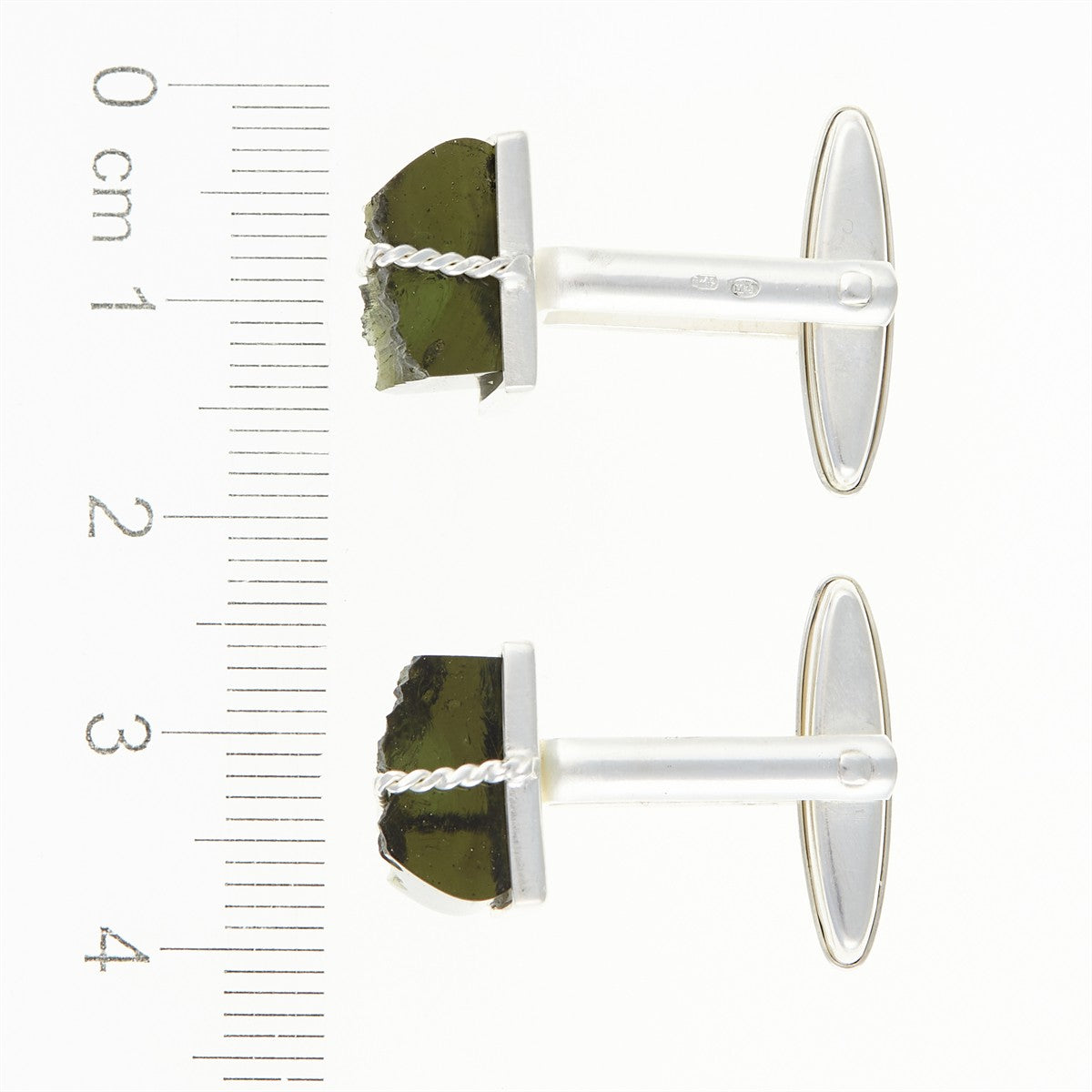 Silver cufflinks with natural moldavites MKU26-005