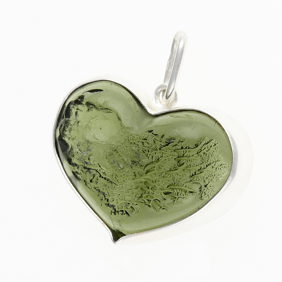 Silver pendant with a moldavite - heart - MKU26-008