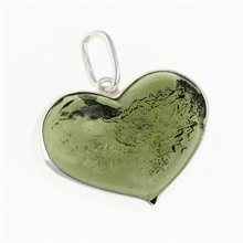 Ciondolo in argento con codice moldavite - cuore - MKU26-008