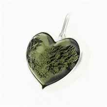 Ciondolo in argento con codice moldavite - cuore - MKU26-008