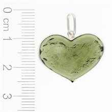 Ciondolo in argento con codice moldavite - cuore - MKU26-008