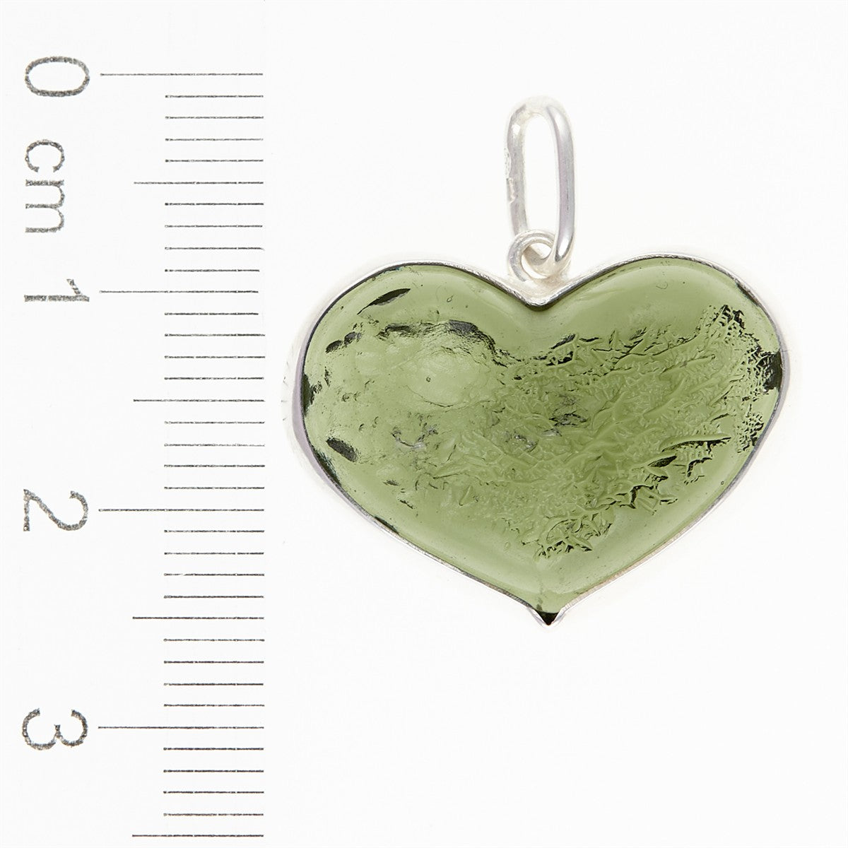 Silver pendant with a moldavite - heart - MKU26-008