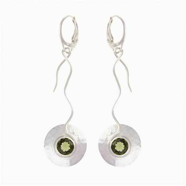 Orecchini in argento con codice moldavite MKU26-015