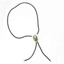 Silver bolo tie with natural moldavite MKUb01