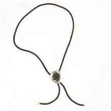 Silver bolo tie with natural moldavite MKUb02