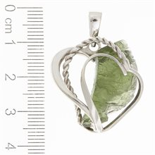 Silver pendant with moldavite - heart 10176