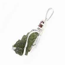 Ciondolo in argento con moldavite e granato - angelo 10179