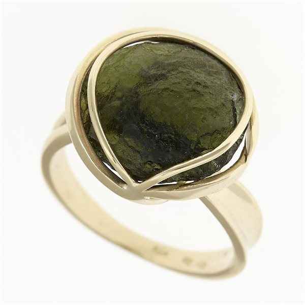 Anello d'oro con moldavite 10204
