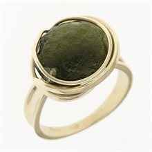 Anello d'oro con moldavite 10204