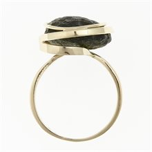 Golden ring with moldavite 10204