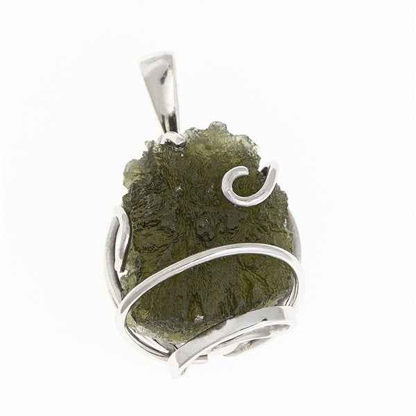 Silver pendant with moldavite 10271