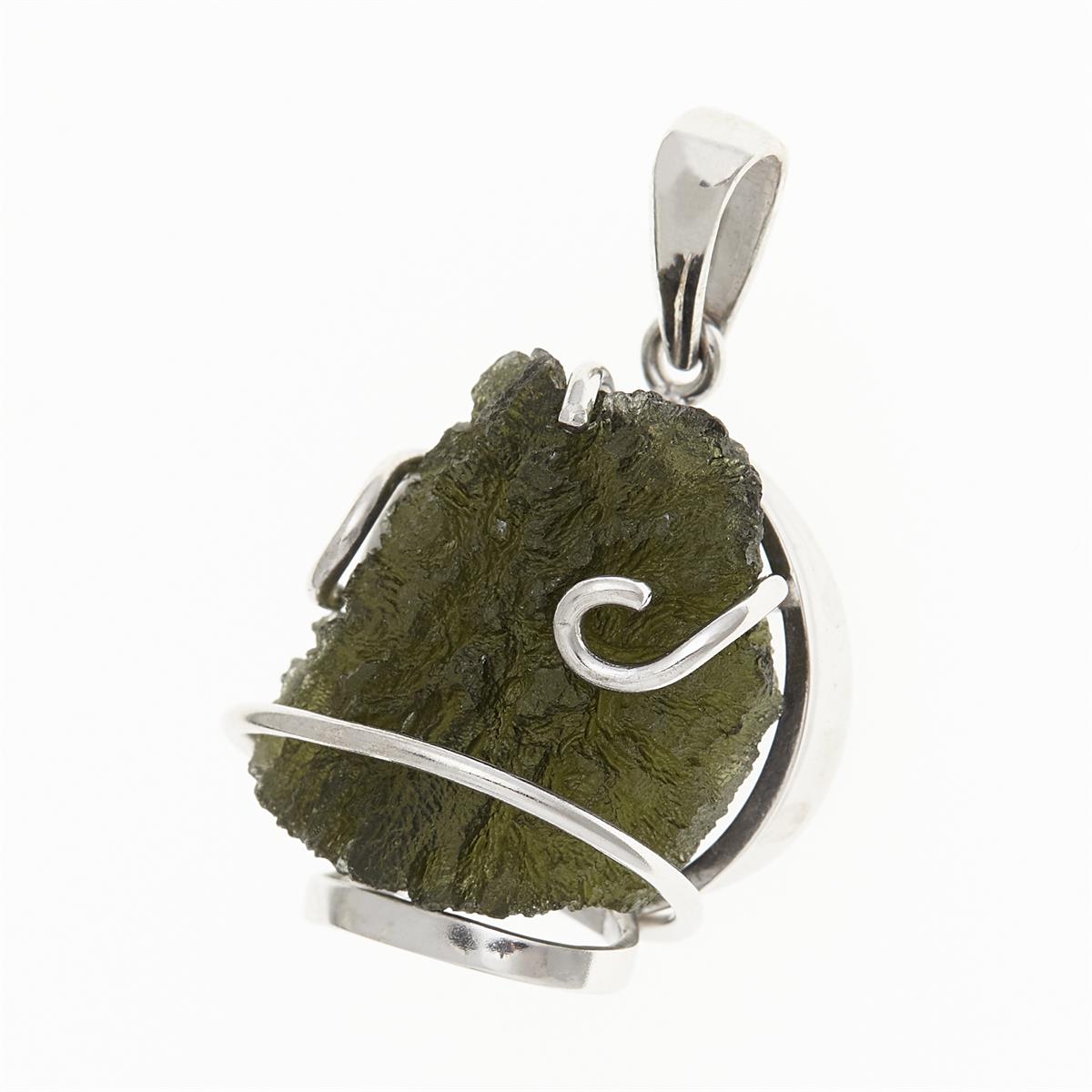 Silver pendant with moldavite 10271