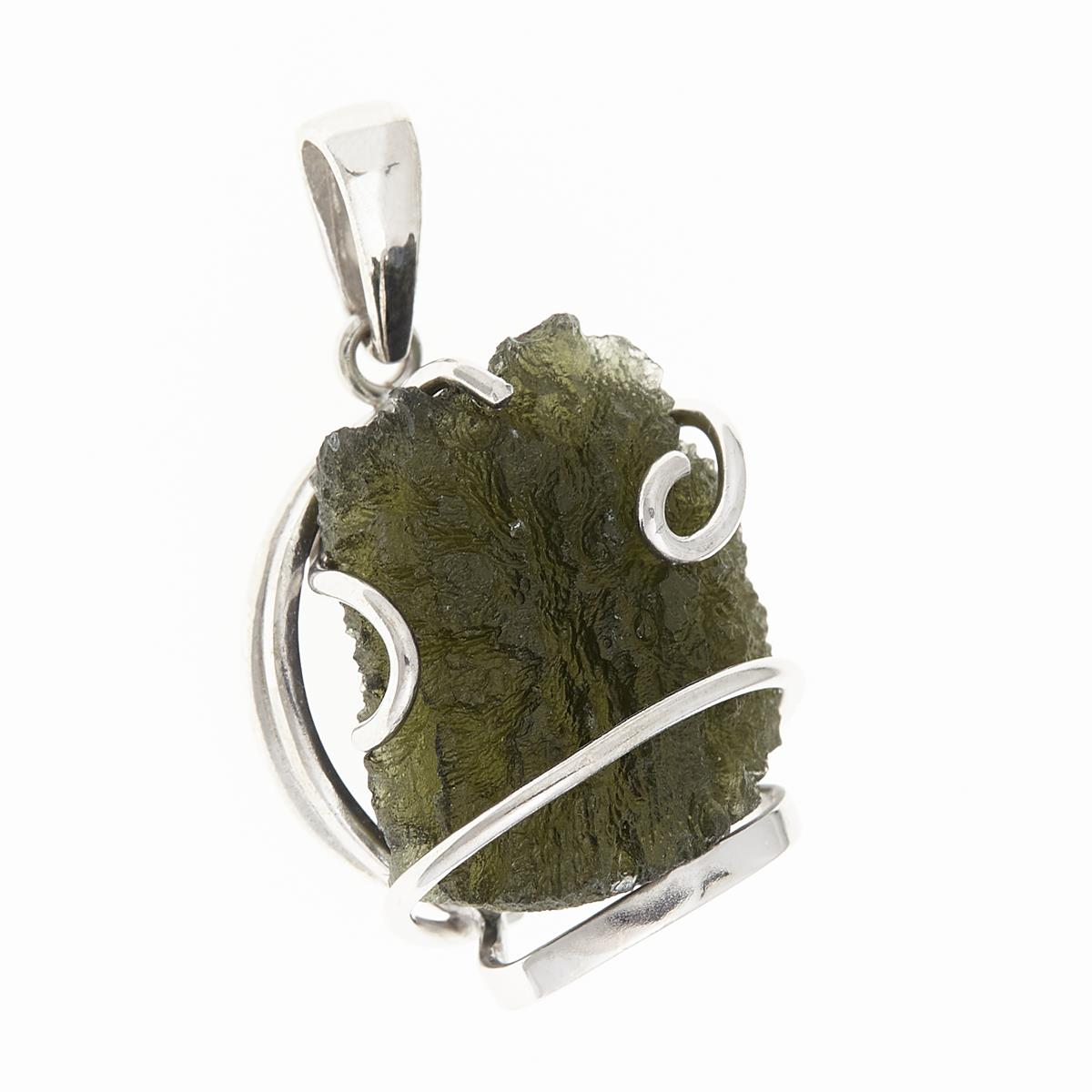 Silver pendant with moldavite 10271