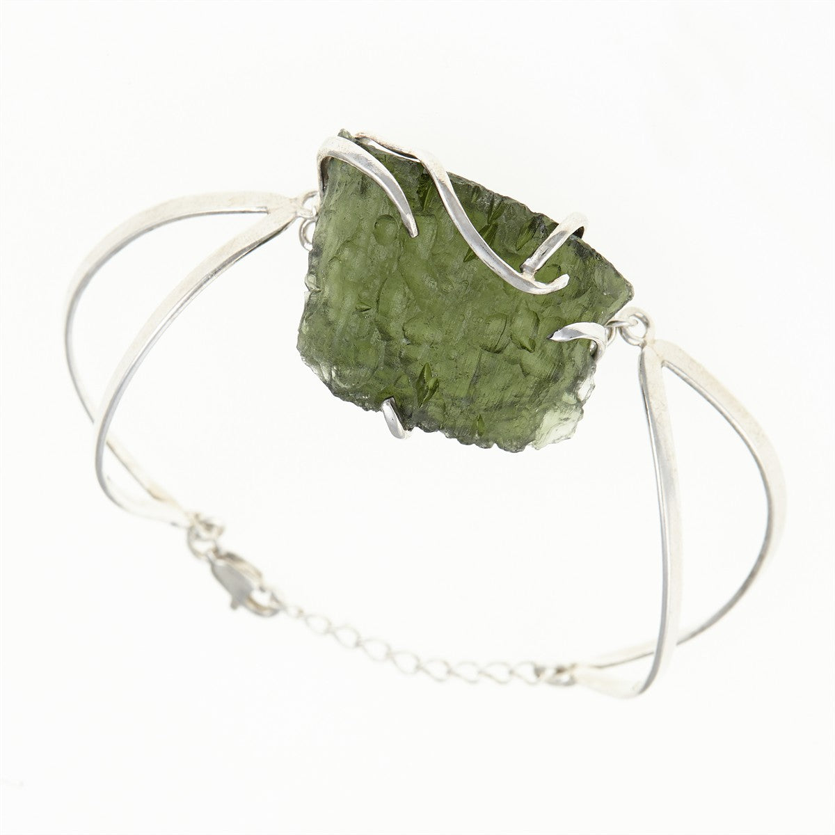 Silver bracelet with moldavite MS10329
