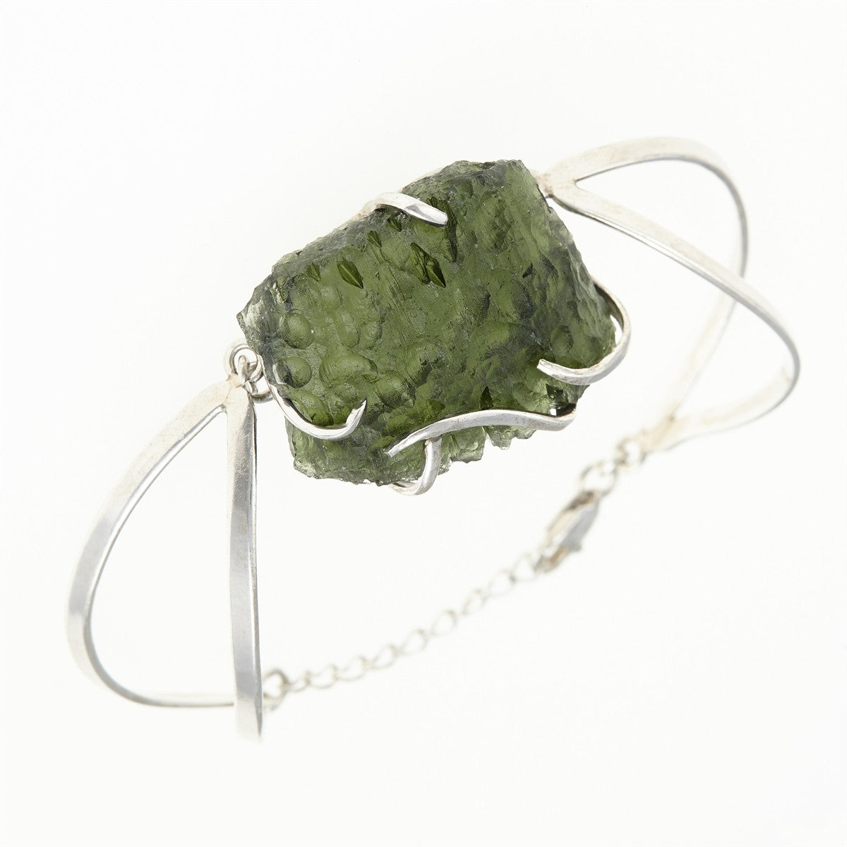 Silver bracelet with moldavite MS10329