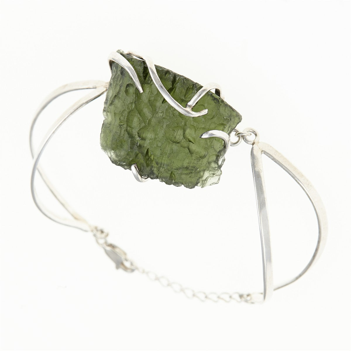 Silver bracelet with moldavite MS10329