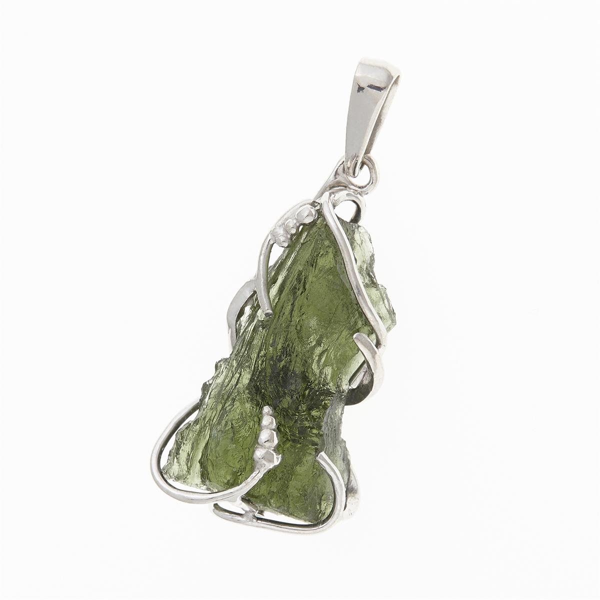 Silver pendant with moldavite 10704
