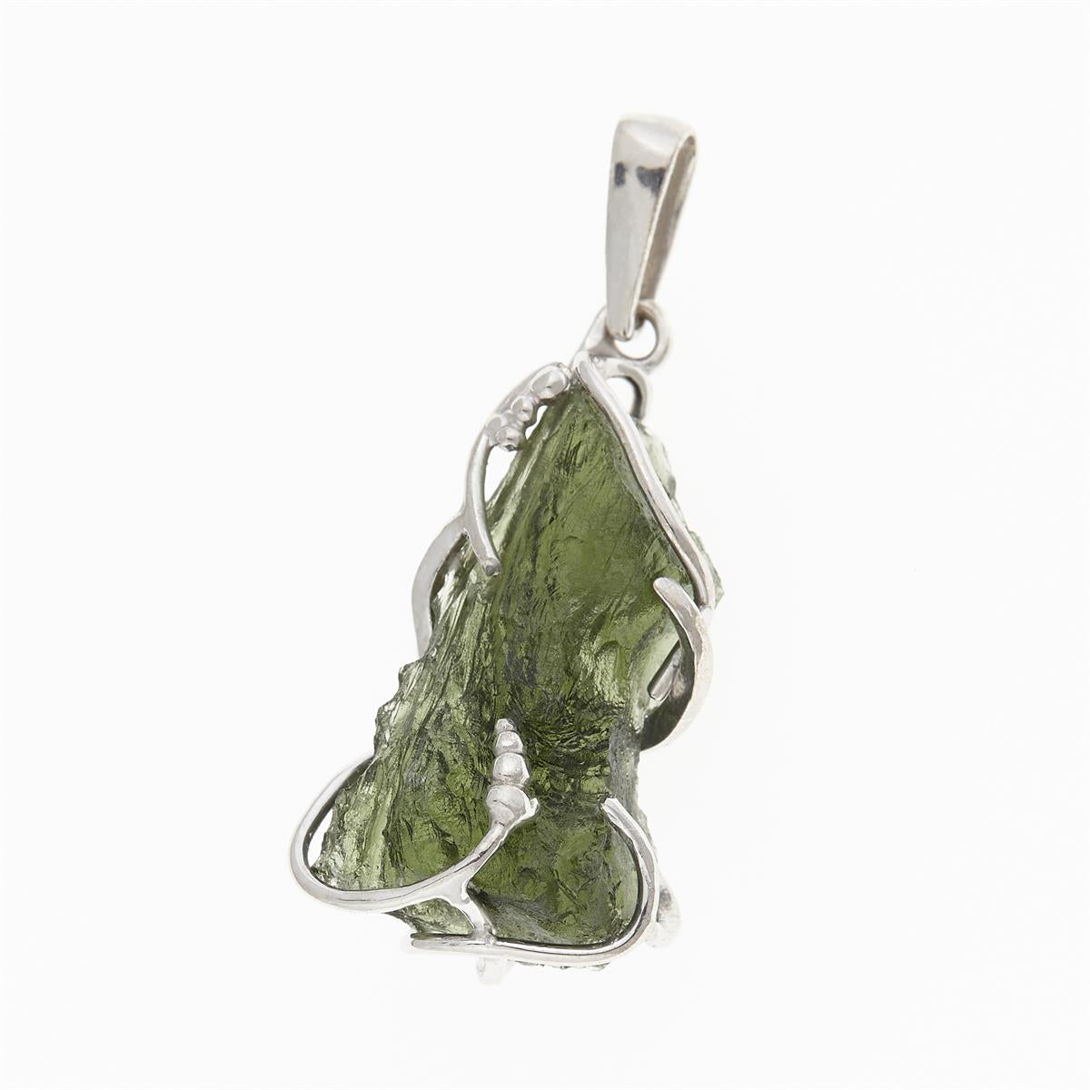 Silver pendant with moldavite 10704