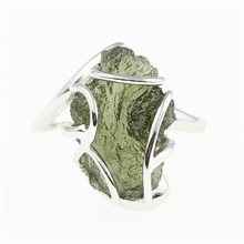 Silver ring with natural moldavite 11414