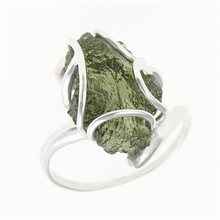 Silver ring with natural moldavite 11414