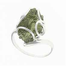 Silver ring with natural moldavite 11414