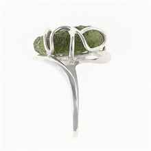 Silver ring with natural moldavite 11414
