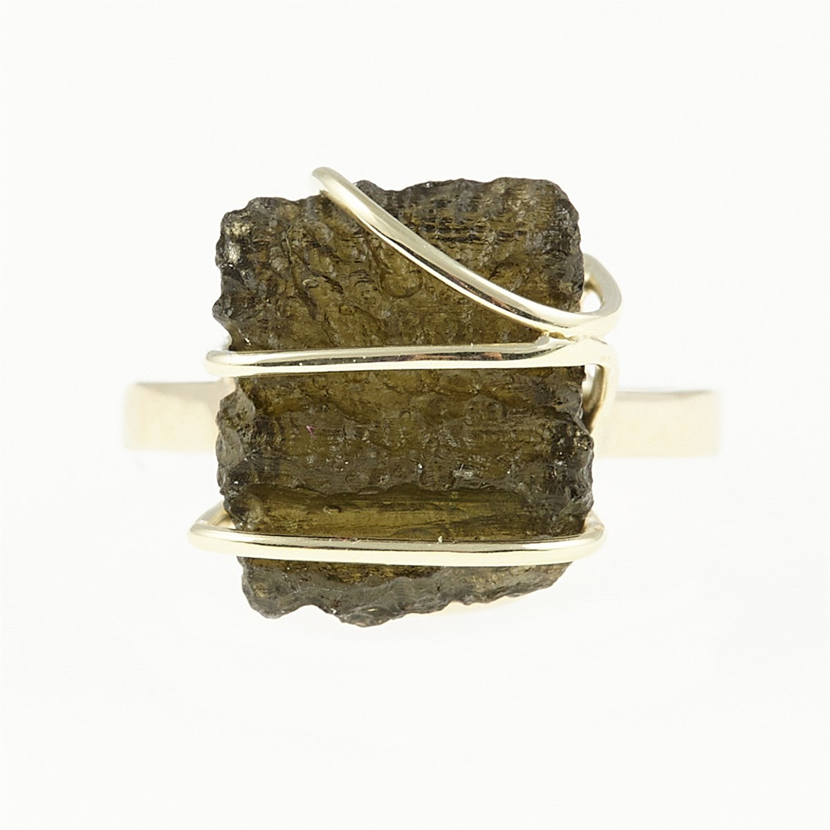 Golden ring with moldavite 11426