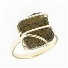 Anello dorato con moldavite 11426