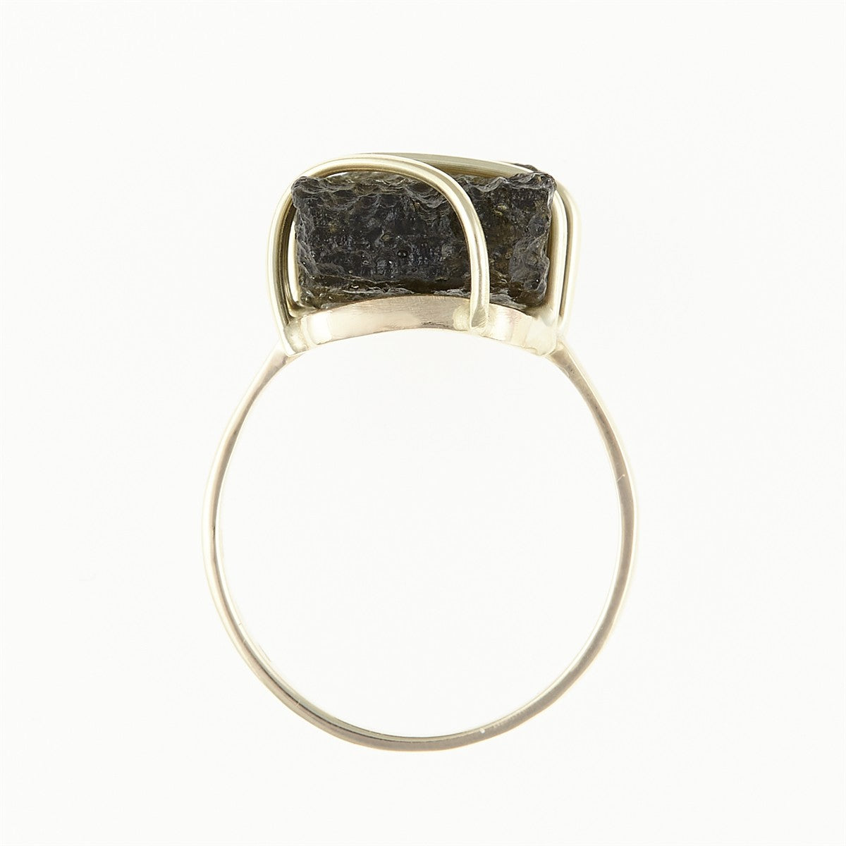 Golden ring with moldavite 11426