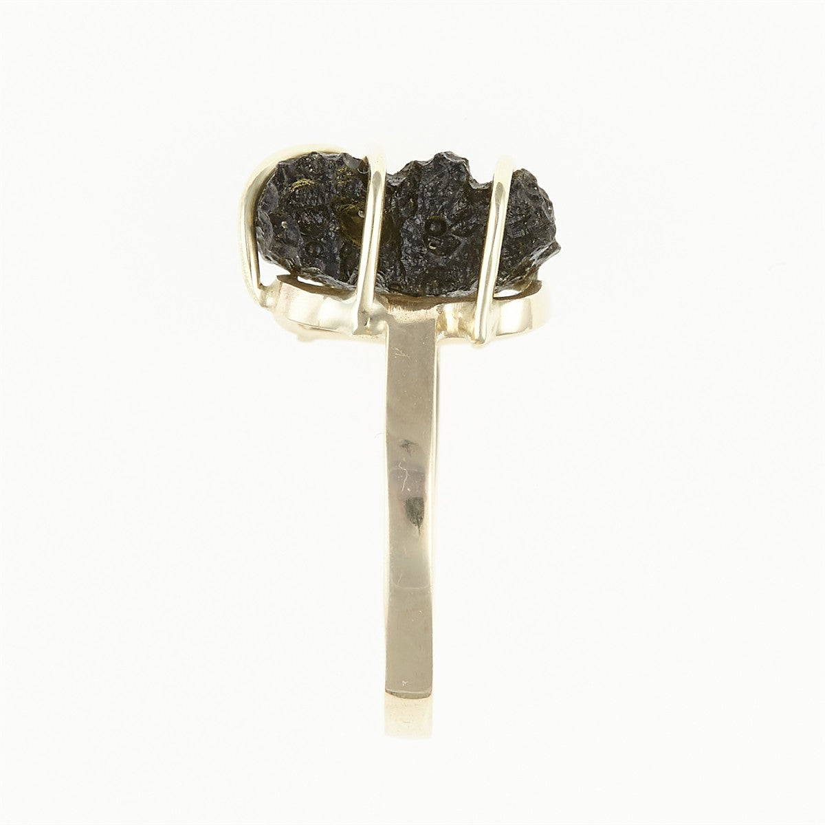 Golden ring with moldavite 11426