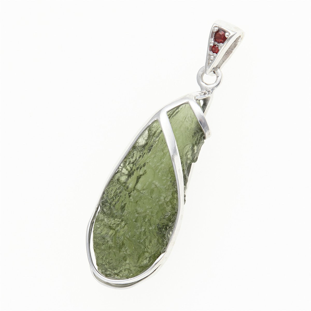 Golden pendant with a moldavite and garnets MS125307