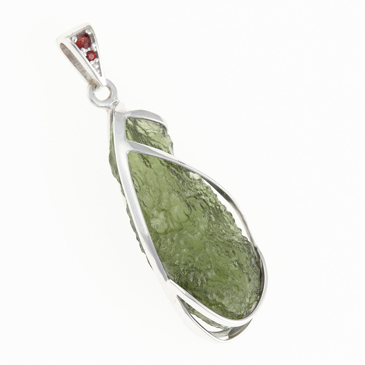 Golden pendant with a moldavite and garnets MS125307
