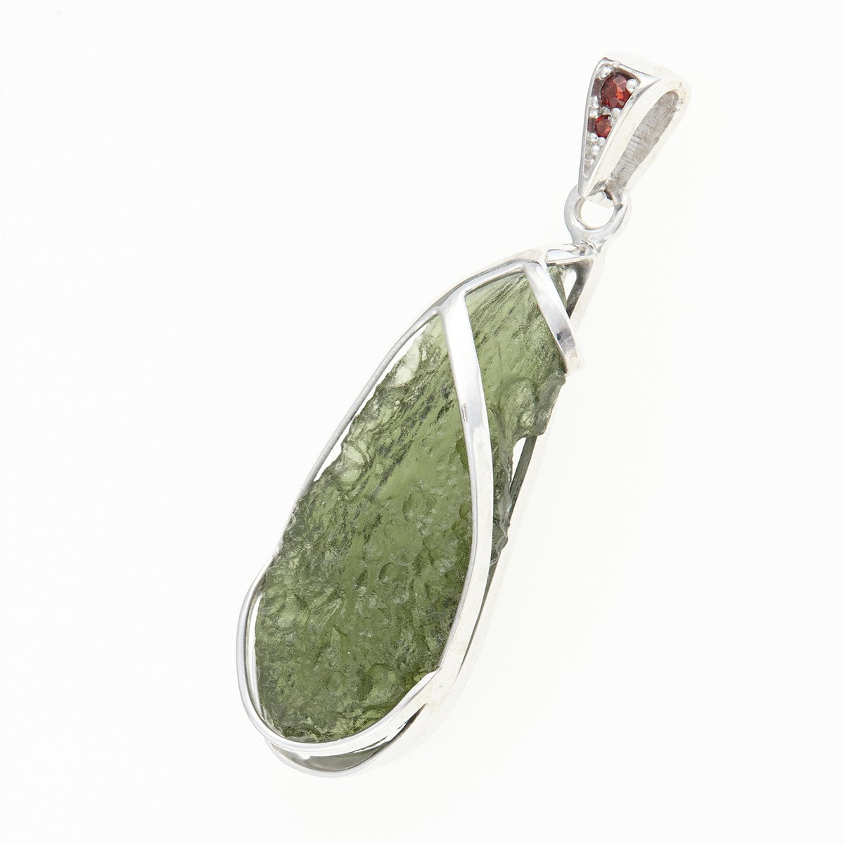 Golden pendant with a moldavite and garnets MS125307