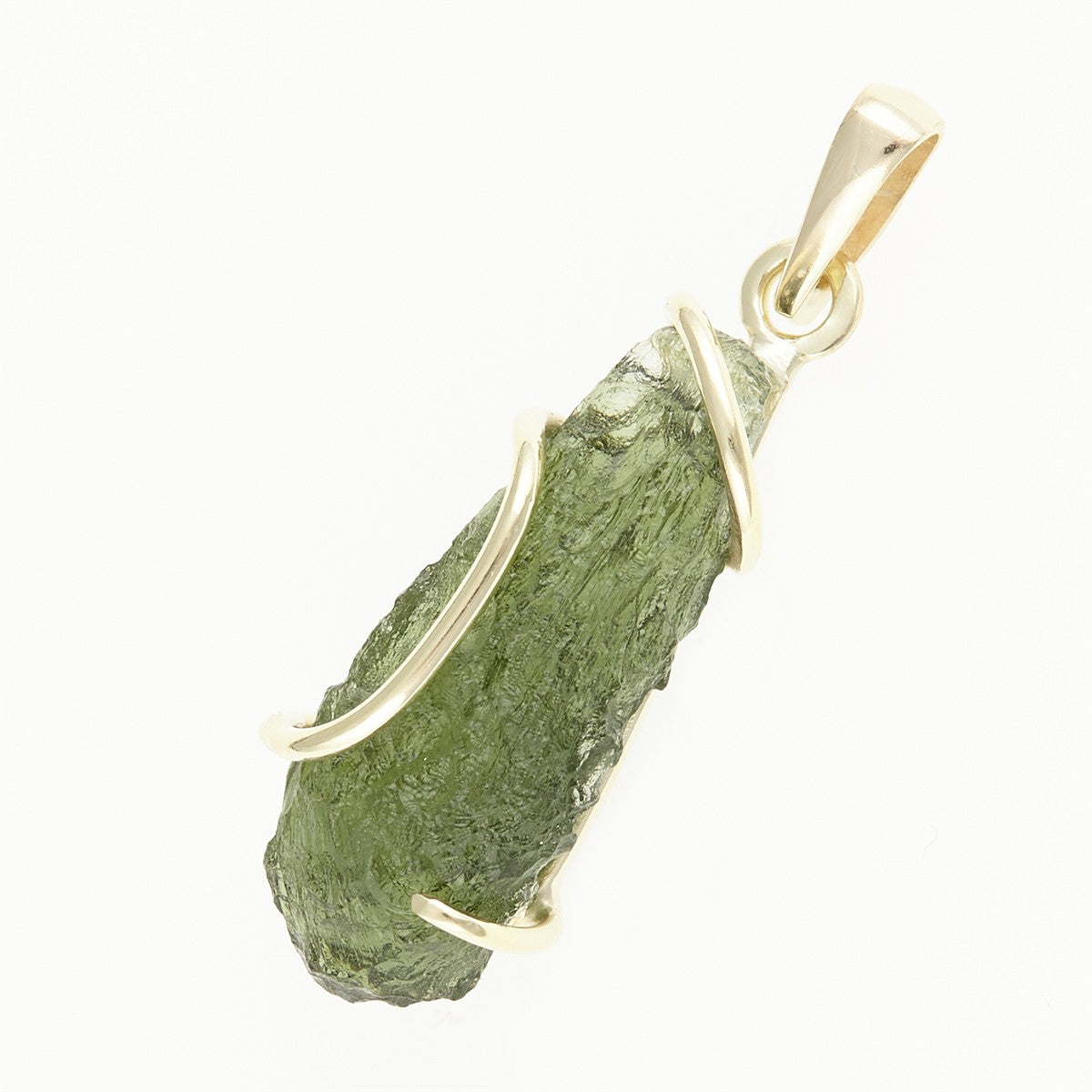 Golden pendant with a moldavite MS12516