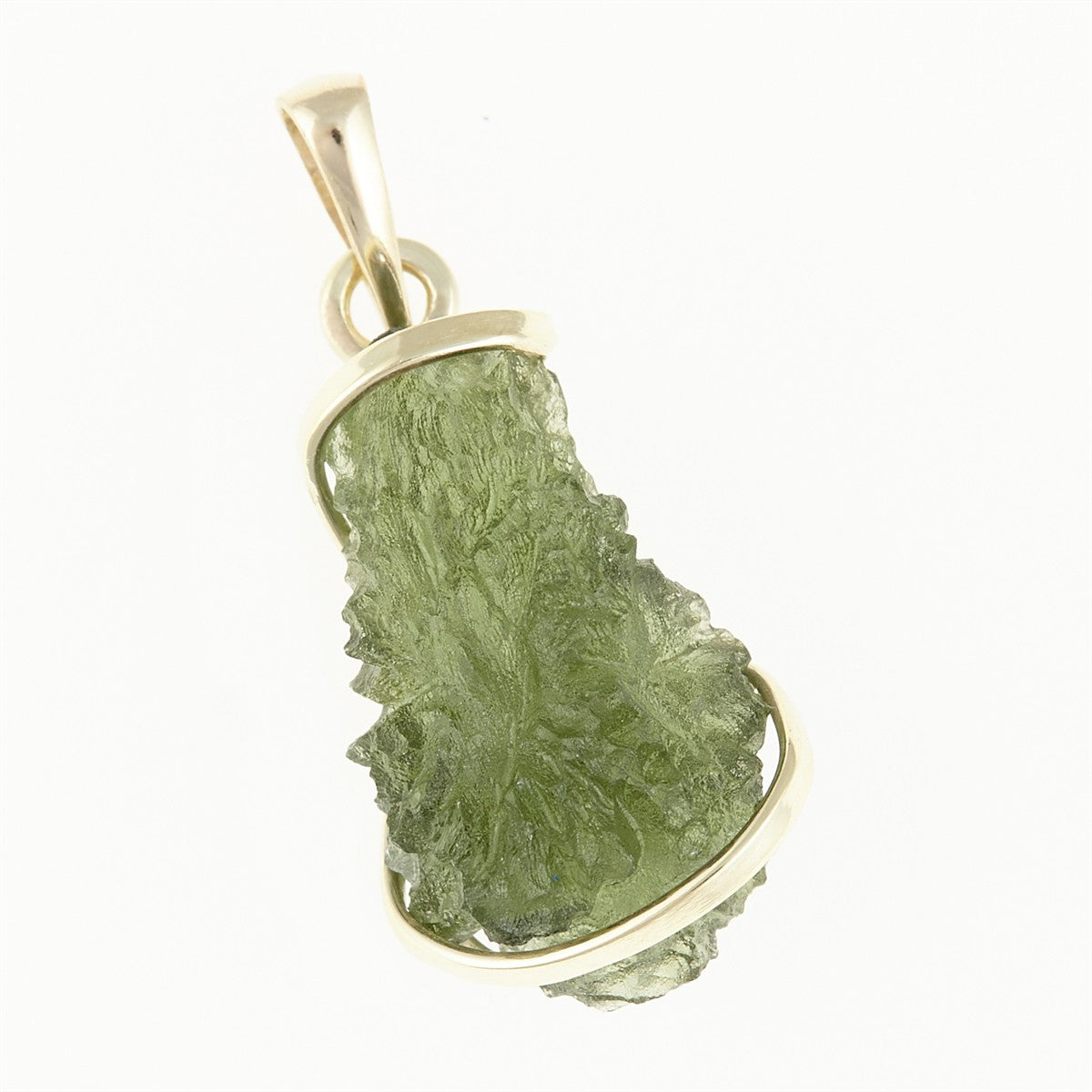 Golden pendant with a moldavite MS12522