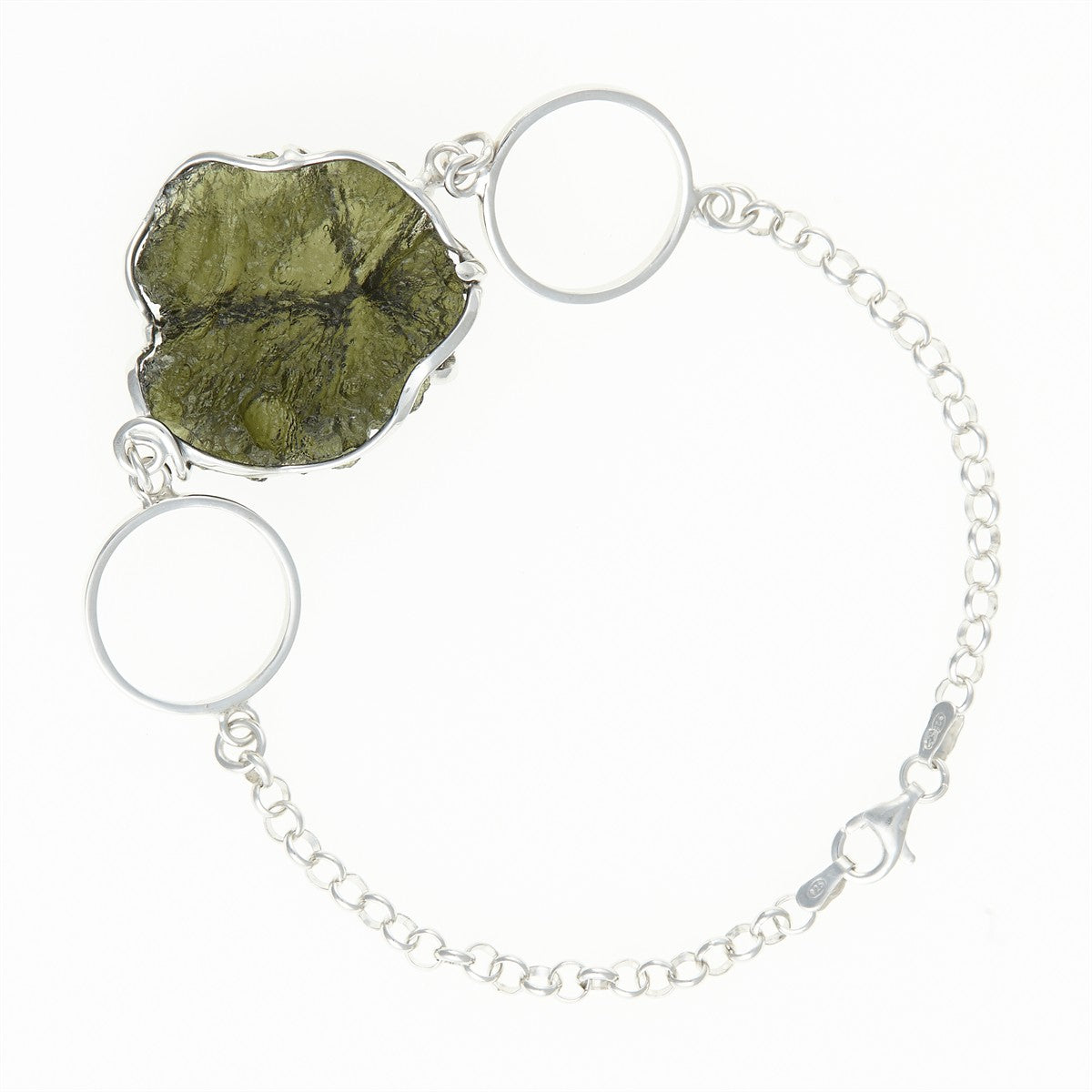 Silver bracelet with moldavite 12526