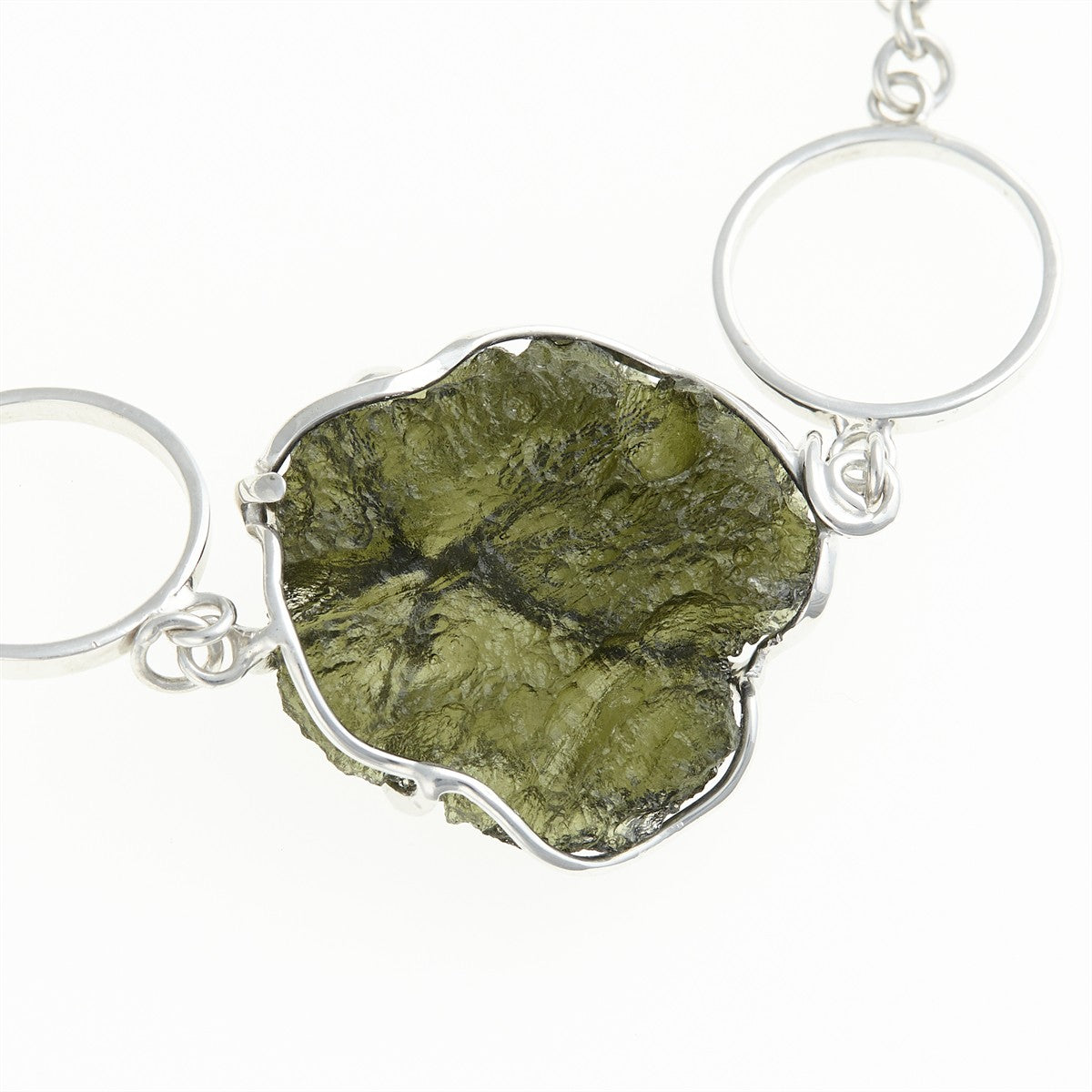 Silver bracelet with moldavite 12526