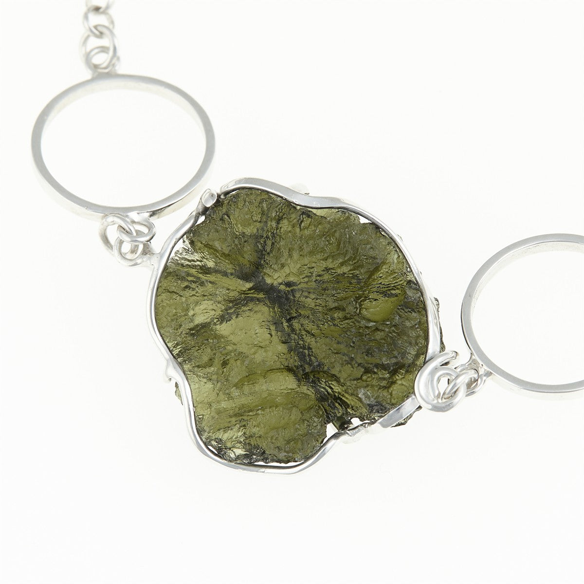 Silver bracelet with moldavite 12526