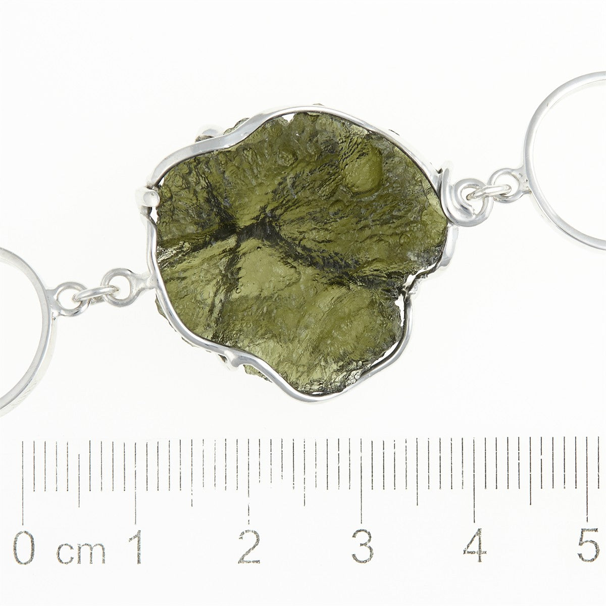 Silver bracelet with moldavite 12526