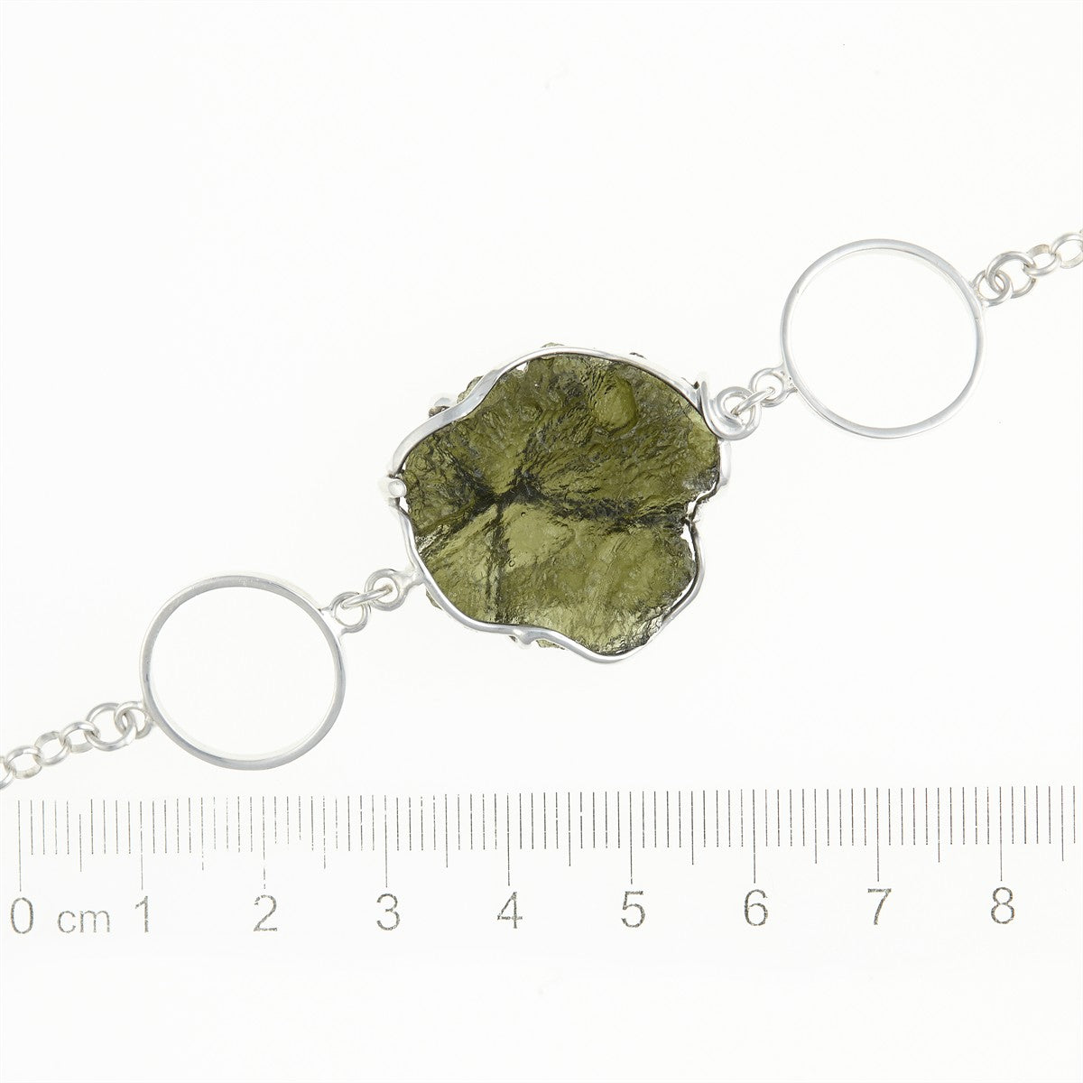 Silver bracelet with moldavite 12526