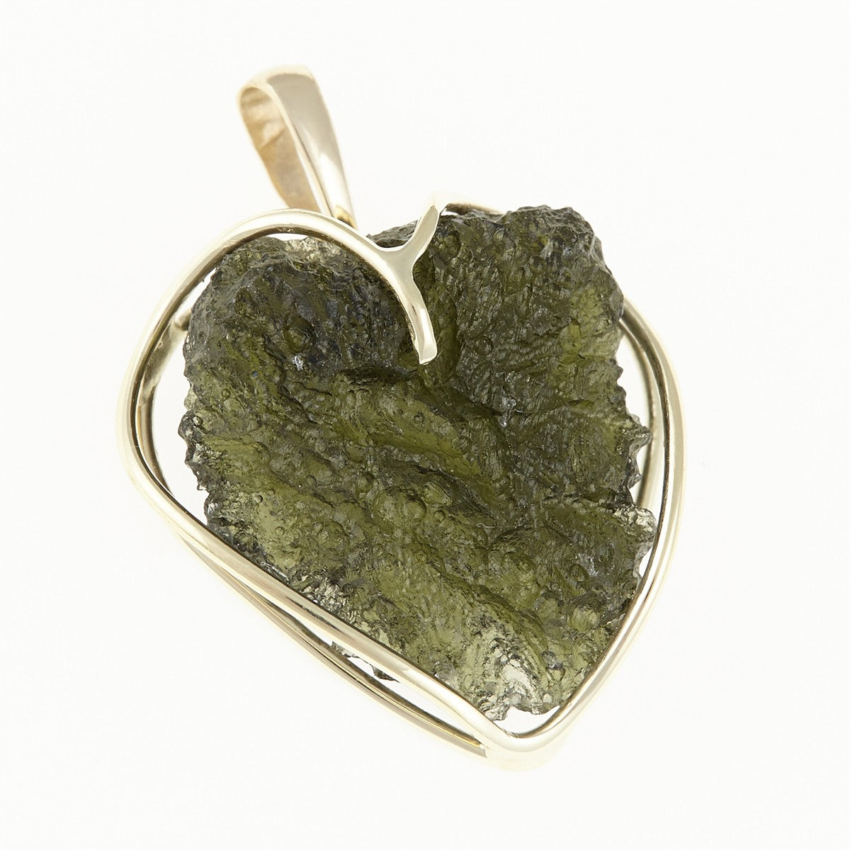 Golden pendant with a moldavite - heart MS12527