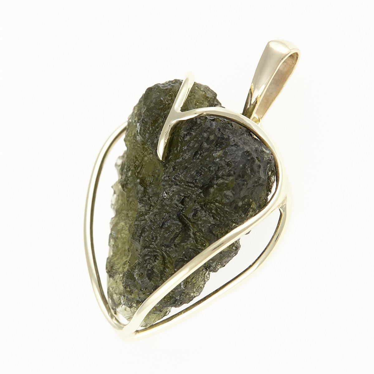 Golden pendant with a moldavite - heart MS12527