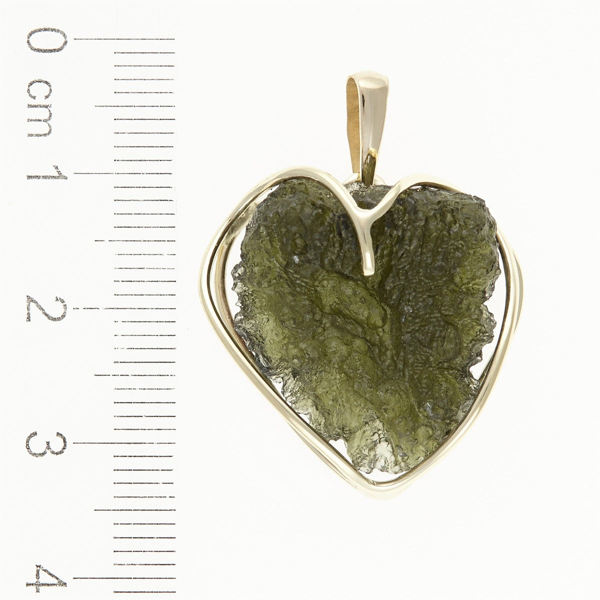 Golden pendant with a moldavite - heart MS12527