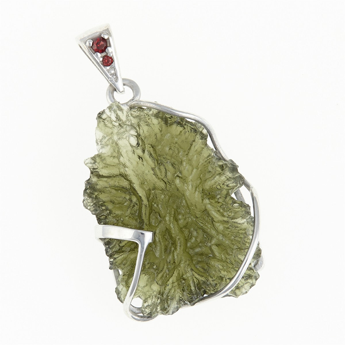 Golden pendant with a moldavite and garnets MS12530