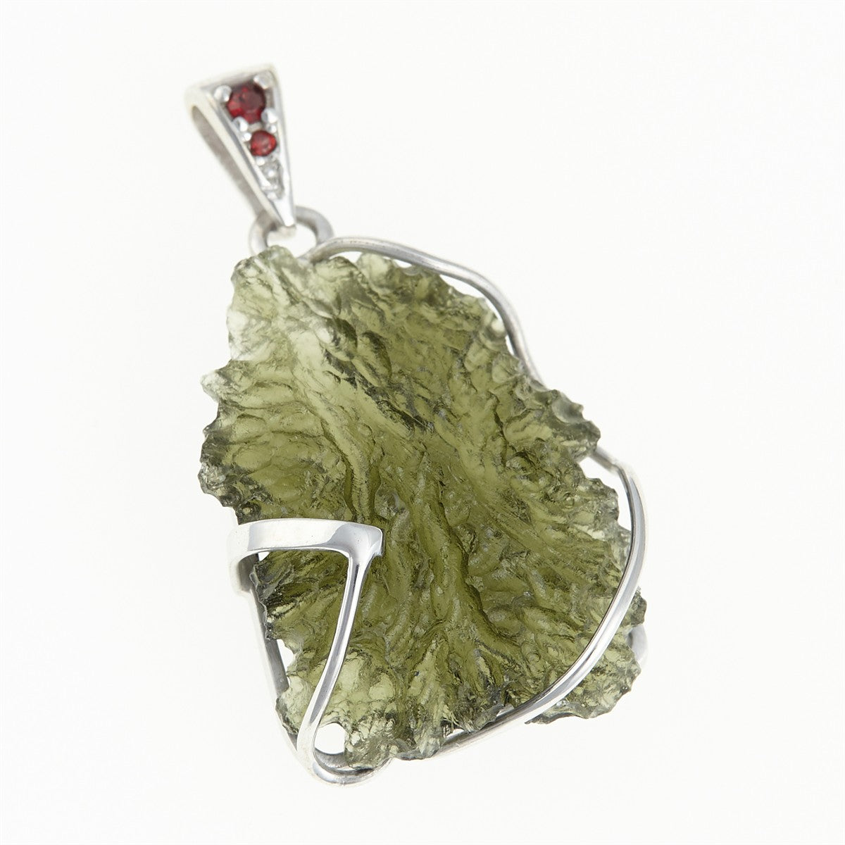 Golden pendant with a moldavite and garnets MS12530