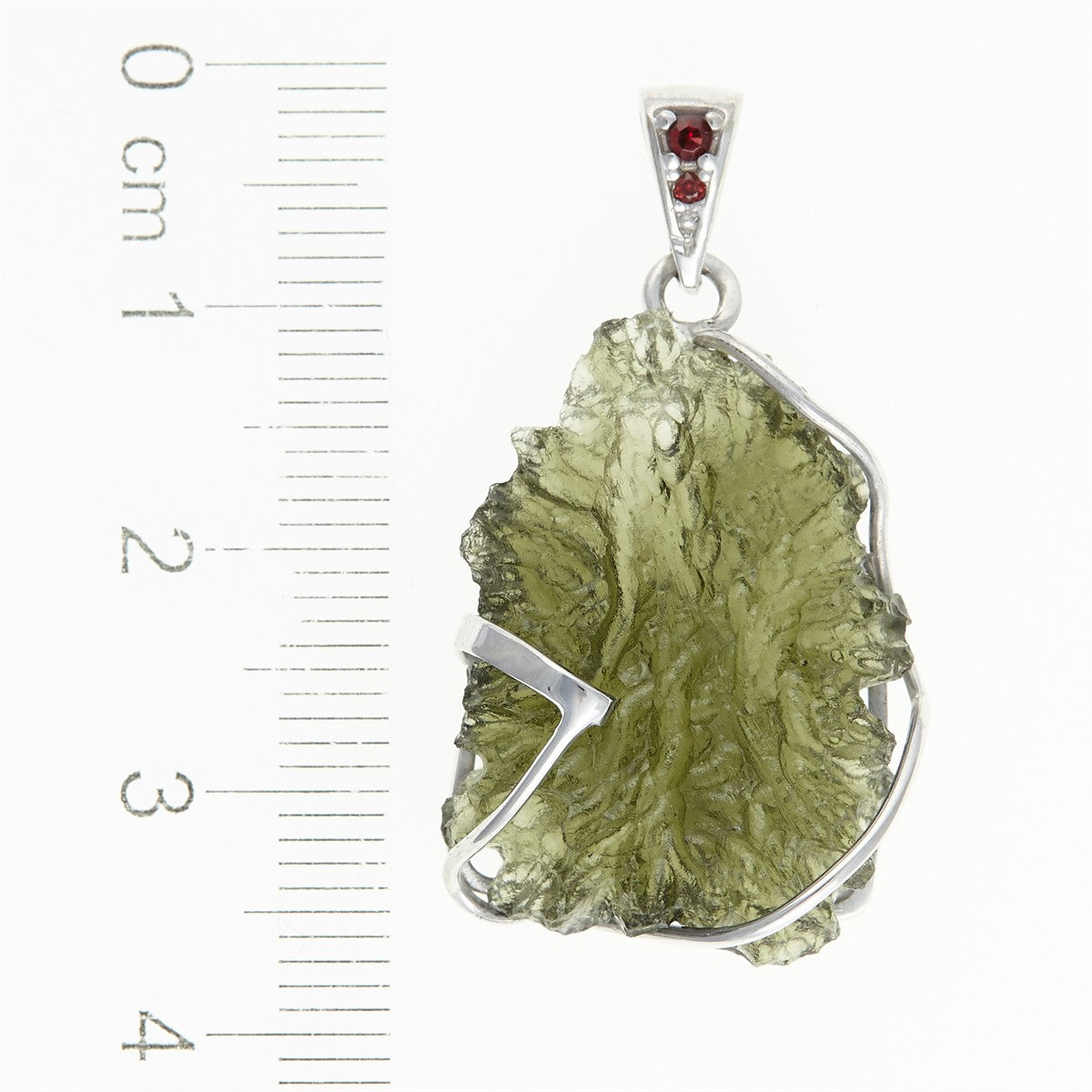 Golden pendant with a moldavite and garnets MS12530