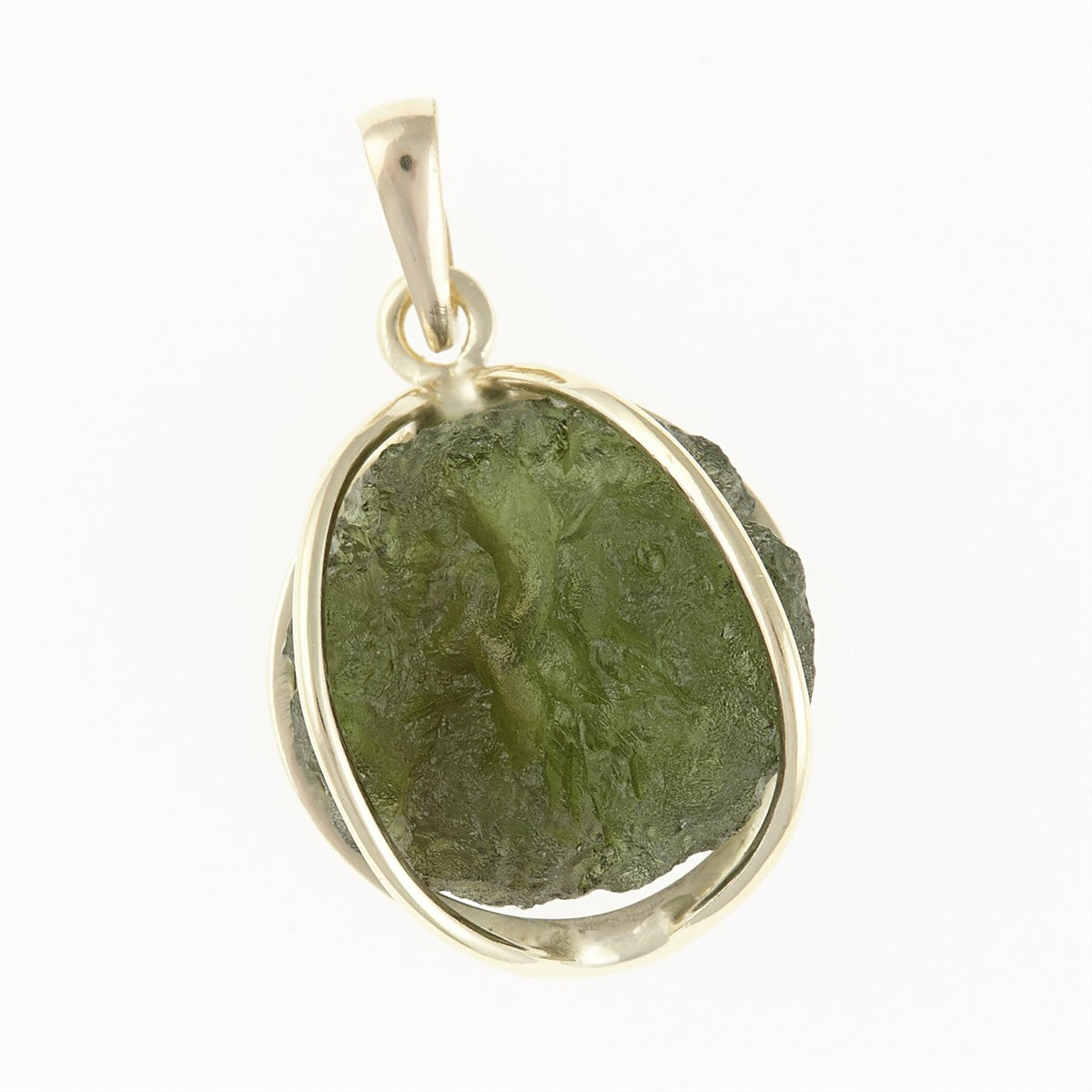 Golden pendant with a moldavite MS12532